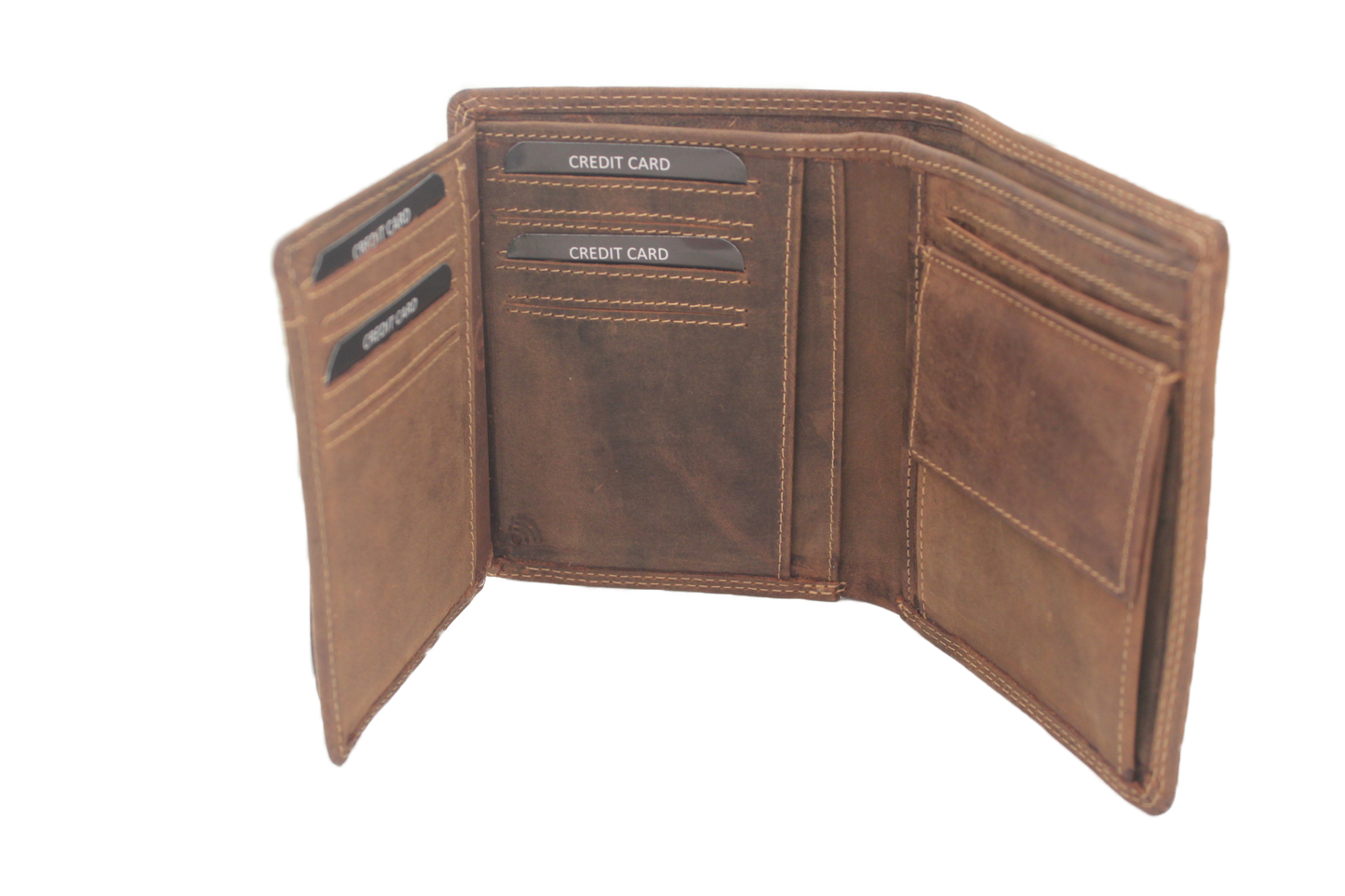 OI leren Billfold hoog / heren portemonnee met muntgeld vak horizontaal / anti skim / Hunter leder 235H