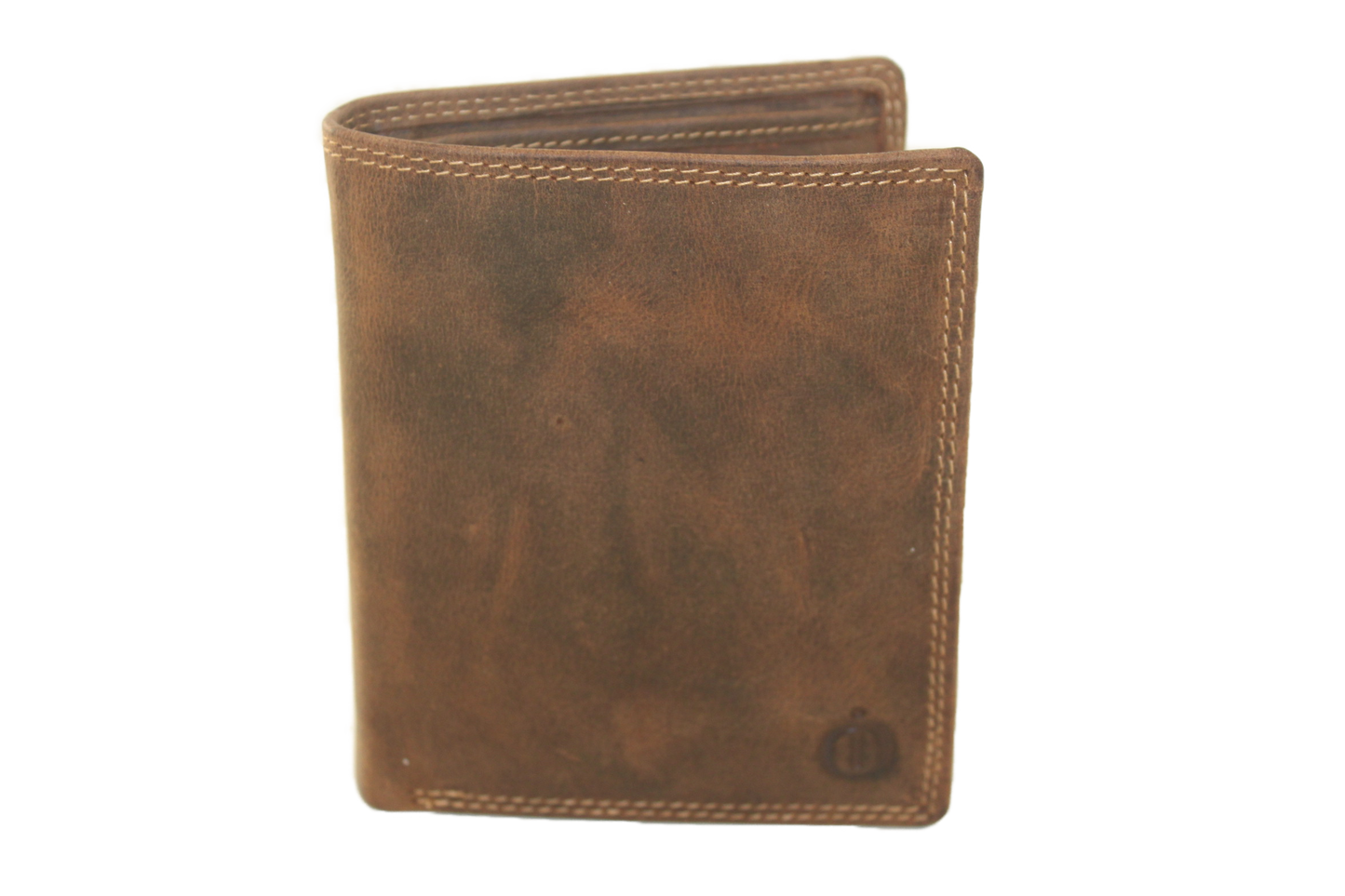 OI leren Billfold hoog / heren portemonnee met muntgeld vak horizontaal / anti skim / Hunter leder 235H