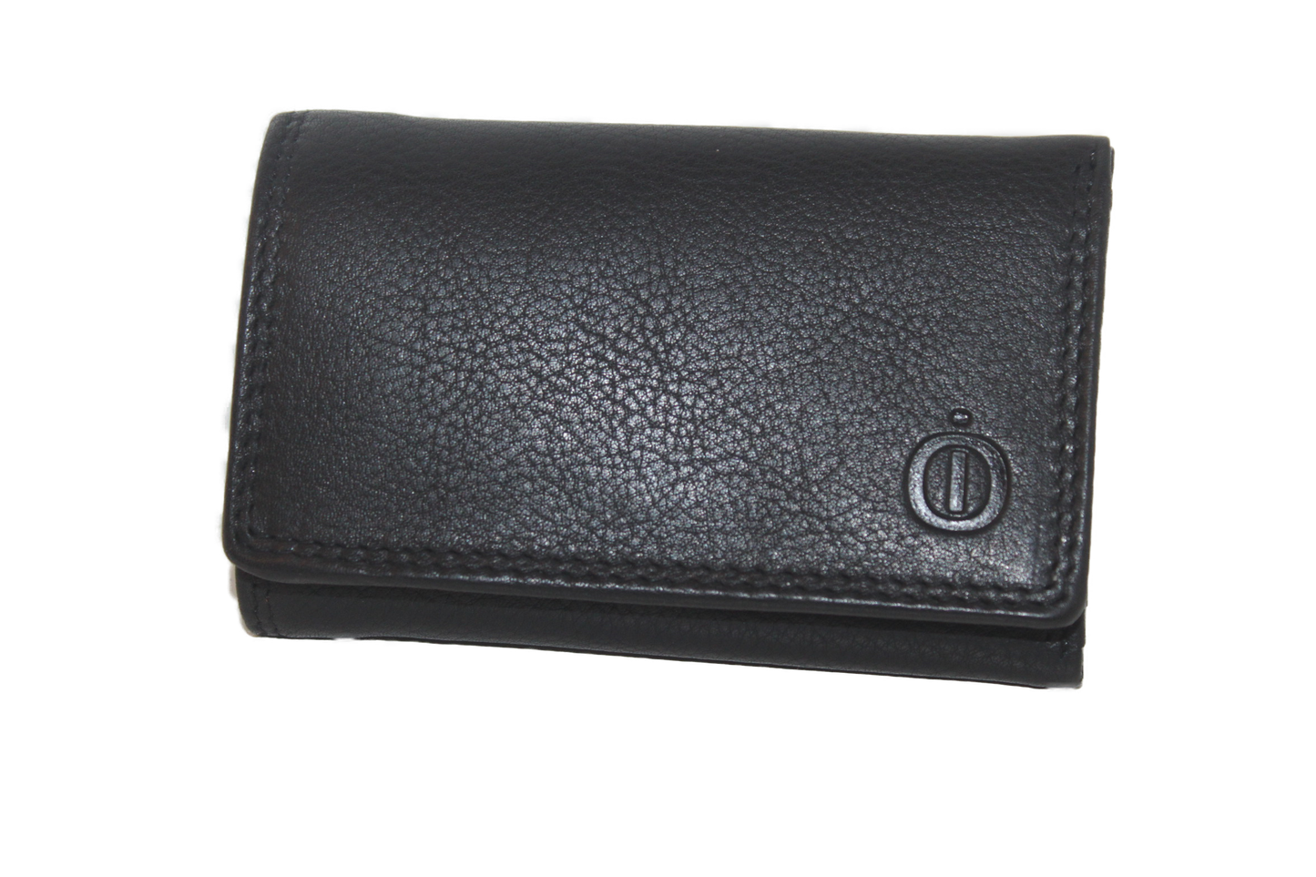 OI leren Sleutelbeursje / ouderwetse Sleuteletui met haakjes / ook voor biljetten en wat kleingeld in ritsje achterop / zwart leder / 239