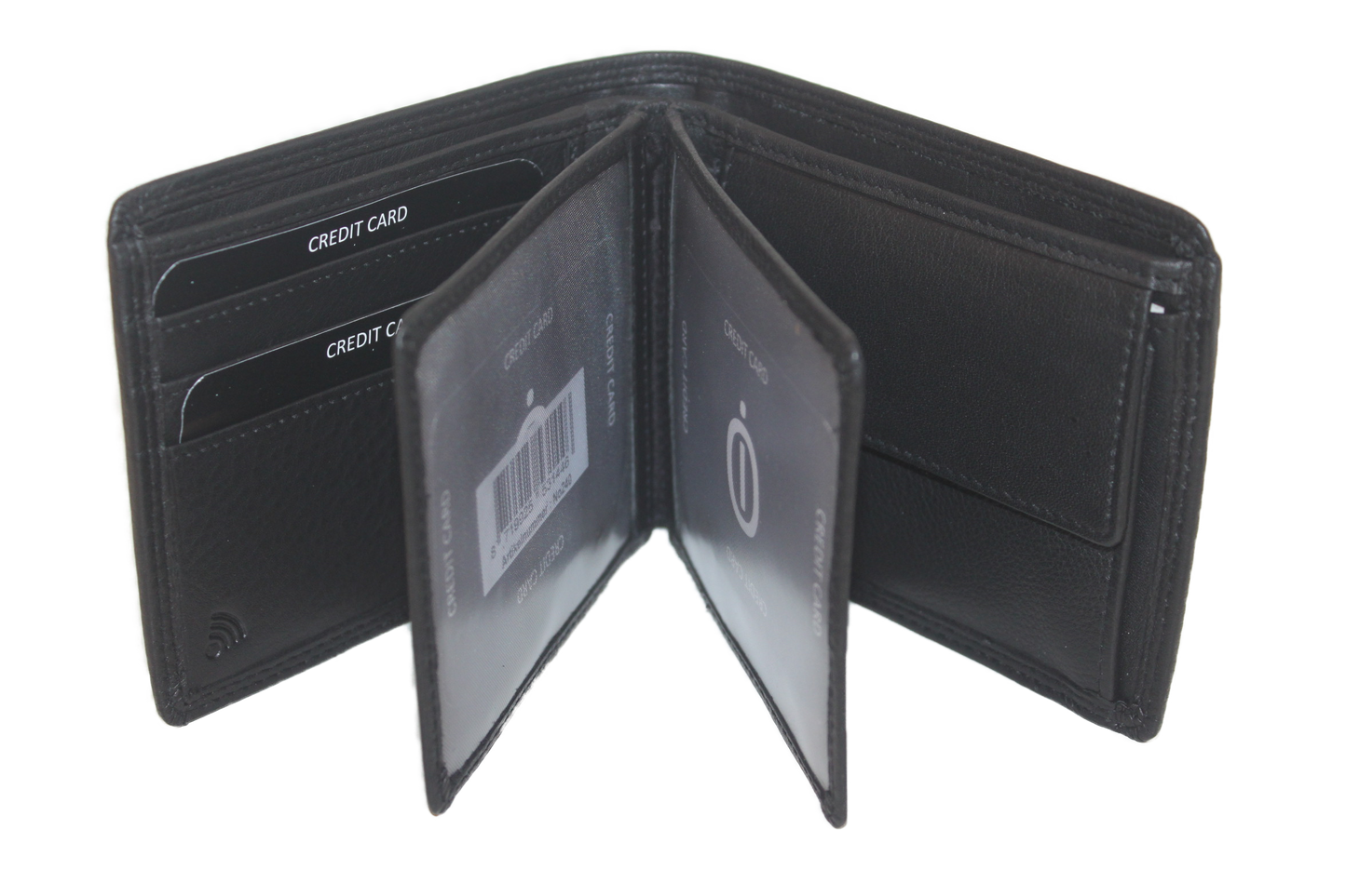 OI leren Billfold laag / heren portemonnee met dubbel zicht vak / RFID safe / zwart leder 240