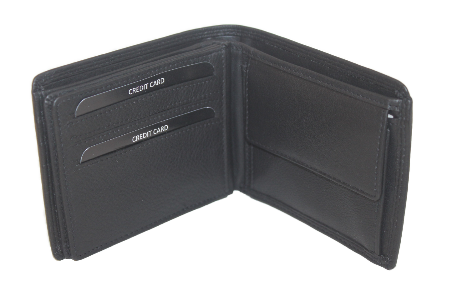 OI leren Billfold laag / heren portemonnee met dubbel zicht vak / RFID safe / zwart leder 240