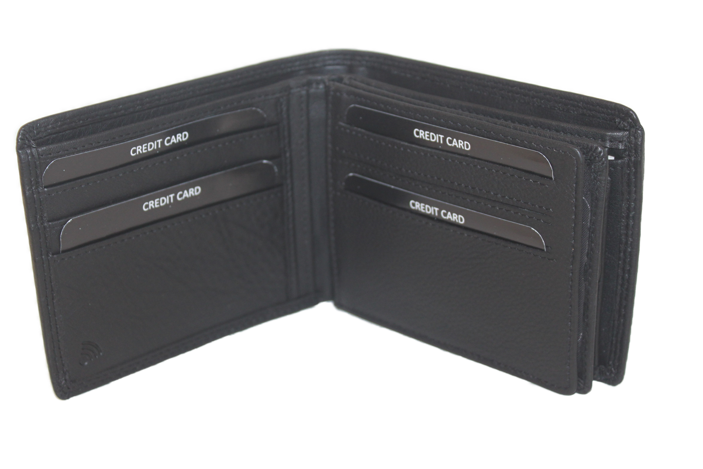 OI leren Billfold laag / heren portemonnee met dubbel zicht vak / RFID safe / zwart leder 240