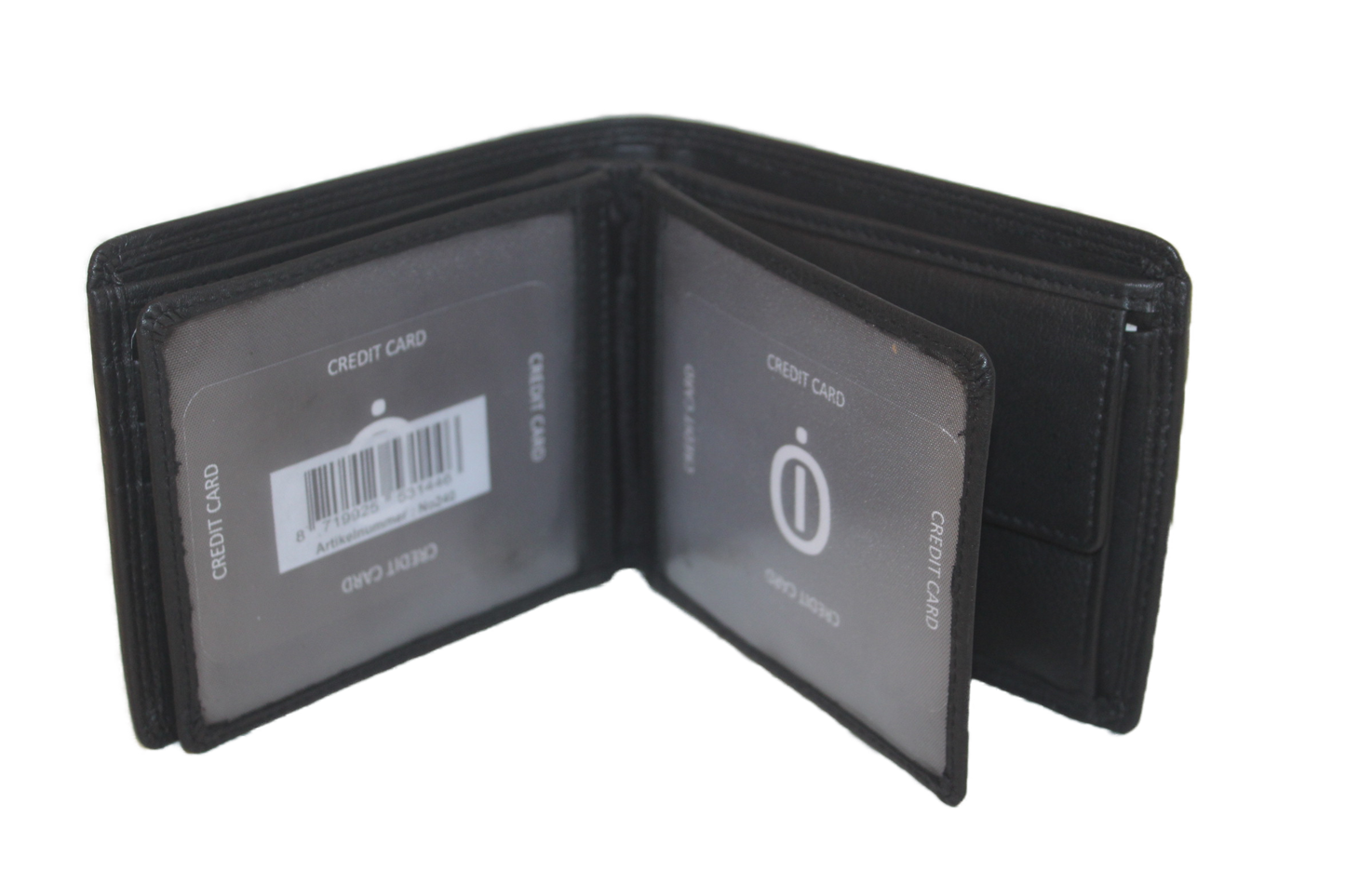 OI leren Billfold laag / heren portemonnee met dubbel zicht vak / RFID safe / zwart leder 240