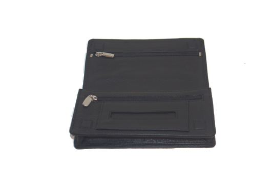 OI leren Shagetui / Shag zak met magneet sluiting en riemlus / met ritsen binnenin /zwart leder 241