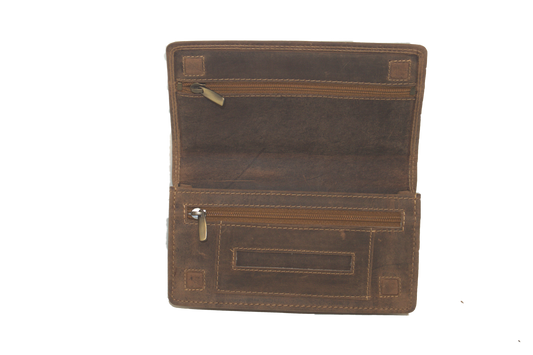 OI leren Shagetui / Shag zak met magneet sluiting / met 2 ritsen binnenin / met riemlus/ zwart leder 241H