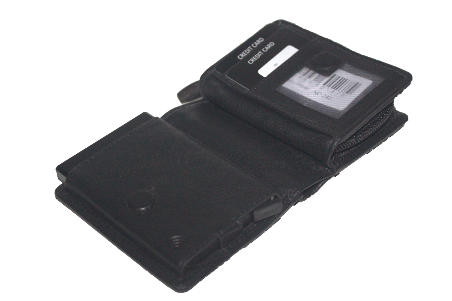 OI Figuretta Rits portemonnee / leren ritsportemonnee met pasjeshouder/ RFID safe / zwart leder 242