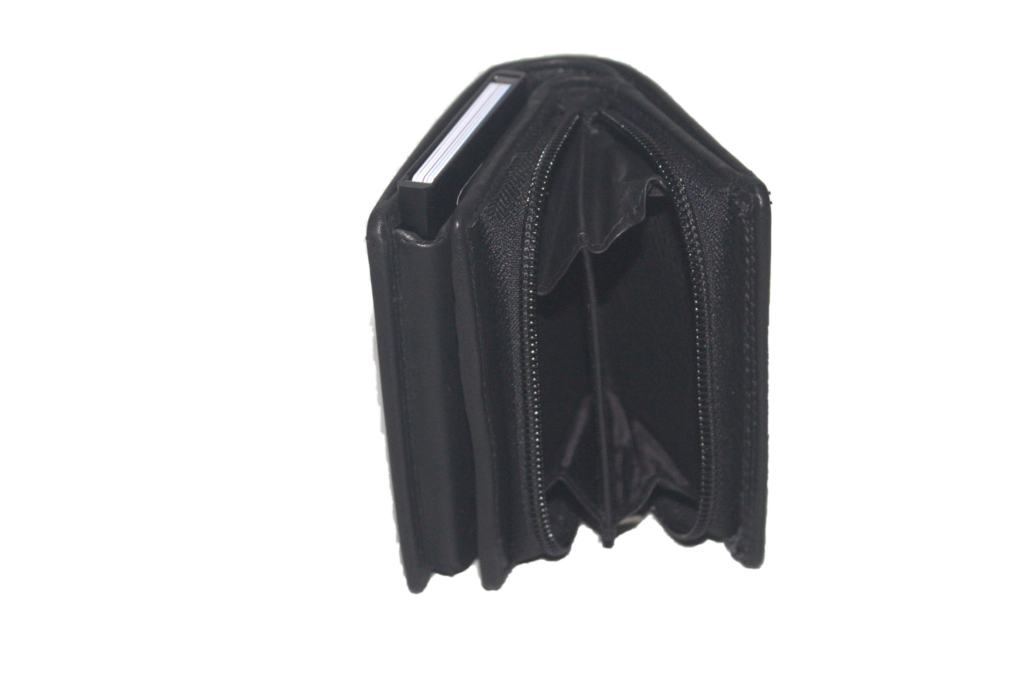 OI Figuretta Rits portemonnee / leren ritsportemonnee met pasjeshouder/ RFID safe / zwart leder 242