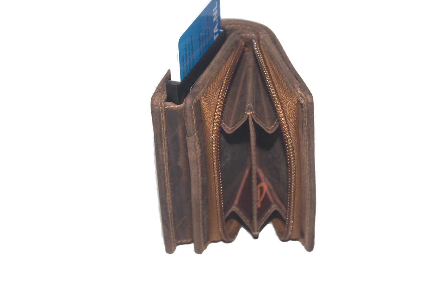 OI Figuretta Rits portemonnee / leren ritsportemonnee met pasjeshouder/ RFID safe / Hunter bruin leder 242H