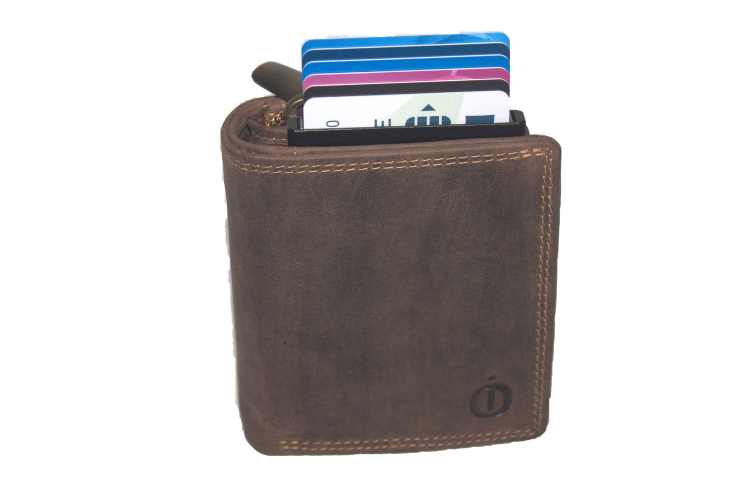OI Figuretta Rits portemonnee / leren ritsportemonnee met pasjeshouder/ RFID safe / Hunter bruin leder 242H
