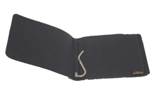 OI leren Dollarclip met klappertje voor kleingeld / billfold met geldclip en knijpbeursje 247