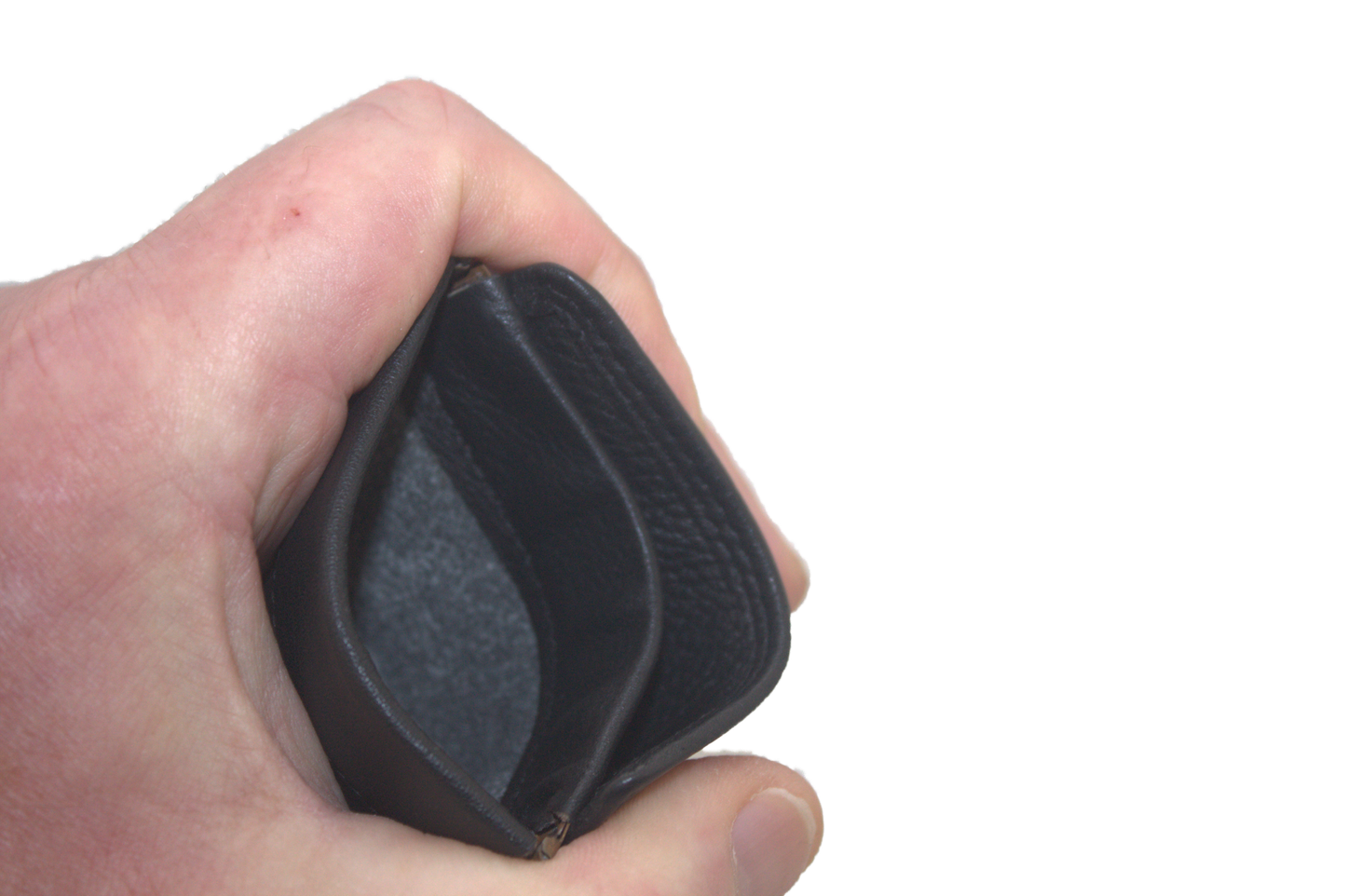 OI leren Dollarclip met klappertje voor kleingeld / billfold met geldclip en knijpbeursje 247