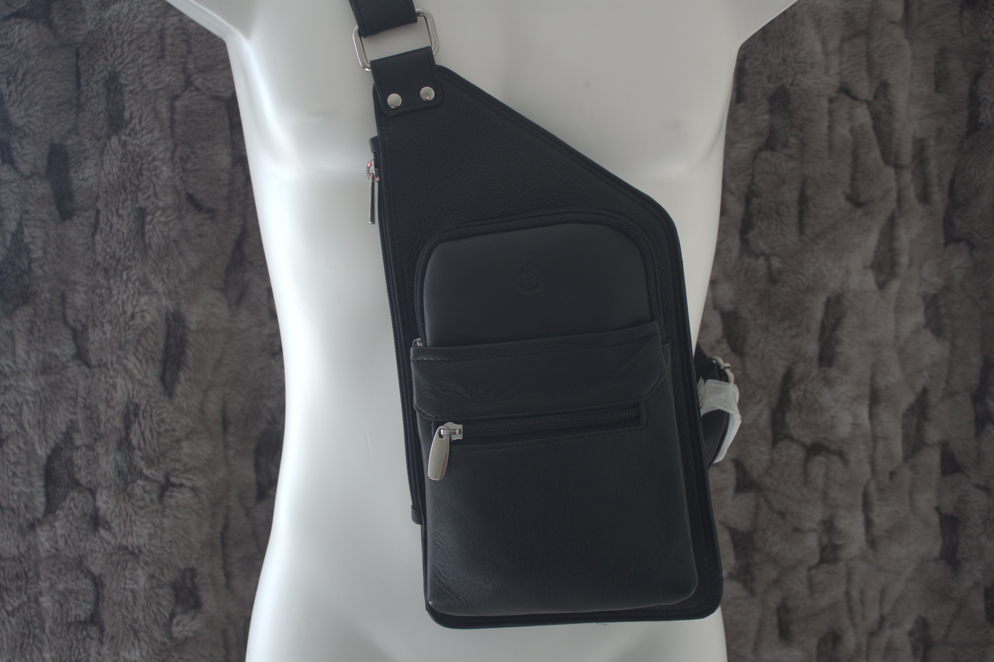 Zwart lederen Crossbody tas/ rund leder/ om schuin te dragen / plat model zwart 251