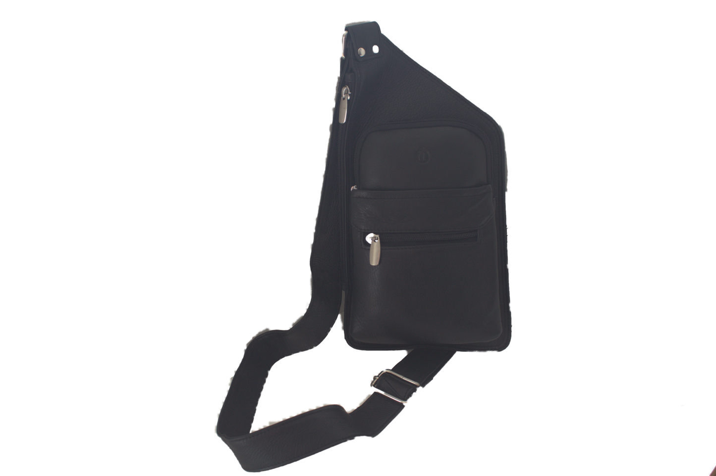 Zwart lederen Crossbody tas/ rund leder/ om schuin te dragen / plat model zwart 251