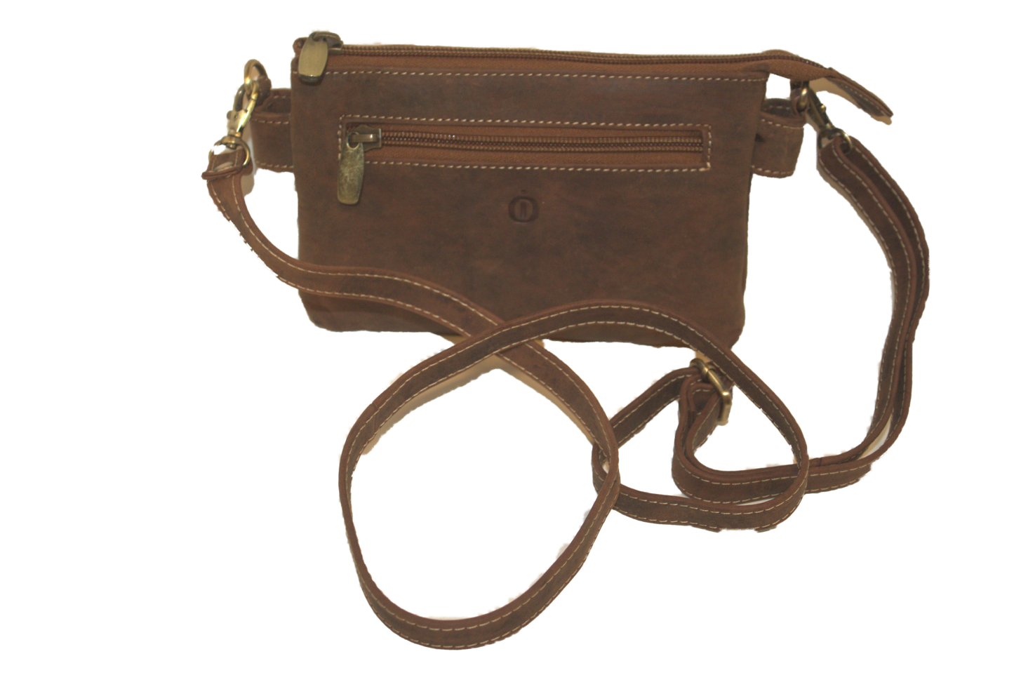 Leren dames tas / Schoudertasje Hunter bruin / festival tasje Holiday / leder 256H
