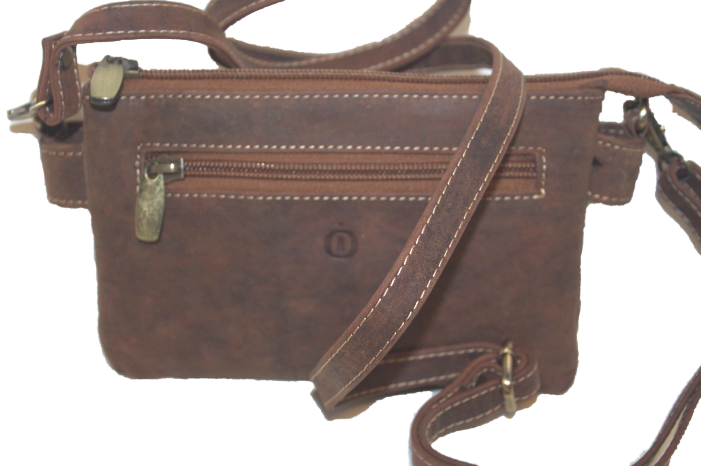 Leren dames tas / Schoudertasje Hunter bruin / festival tasje Holiday / leder 256H