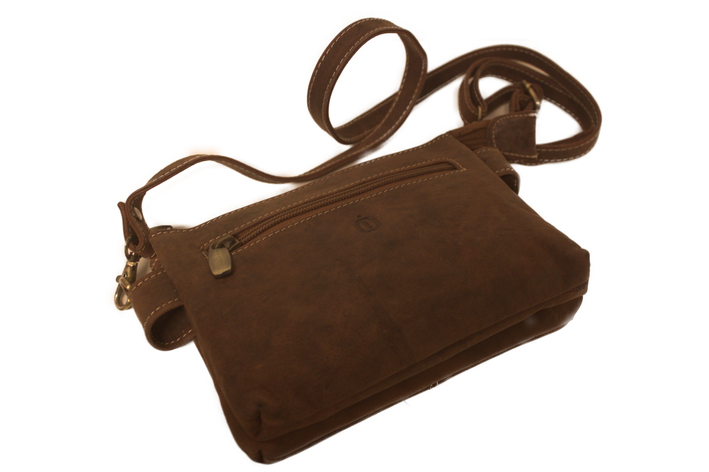Leren dames tas / Schoudertasje Hunter bruin / festival tasje Holiday / leder 256H