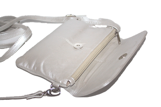 Leren envelop tasje / Clutch / gelegenheidstasje / Dames tasje / zilver kleurig 258 Silver