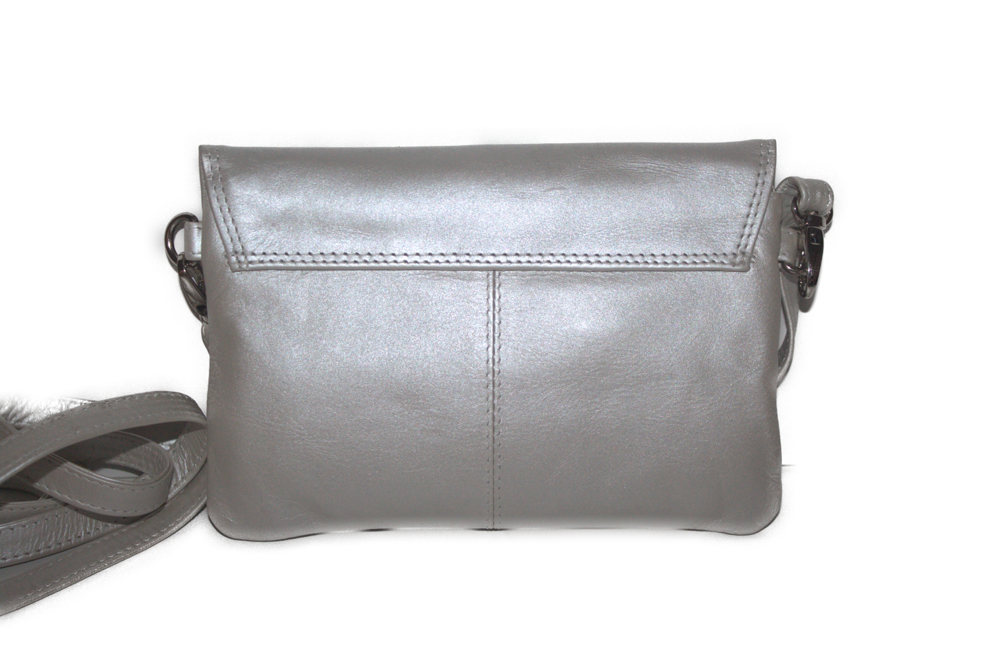 Leren envelop tasje / Clutch / gelegenheidstasje / Dames tasje / zilver kleurig 258 Silver