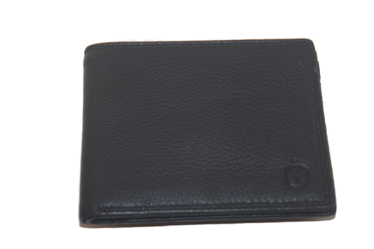 OI leren Buiten beugel portemonnee / knip beurs / billfold skim beveiligd / zwart leder 261