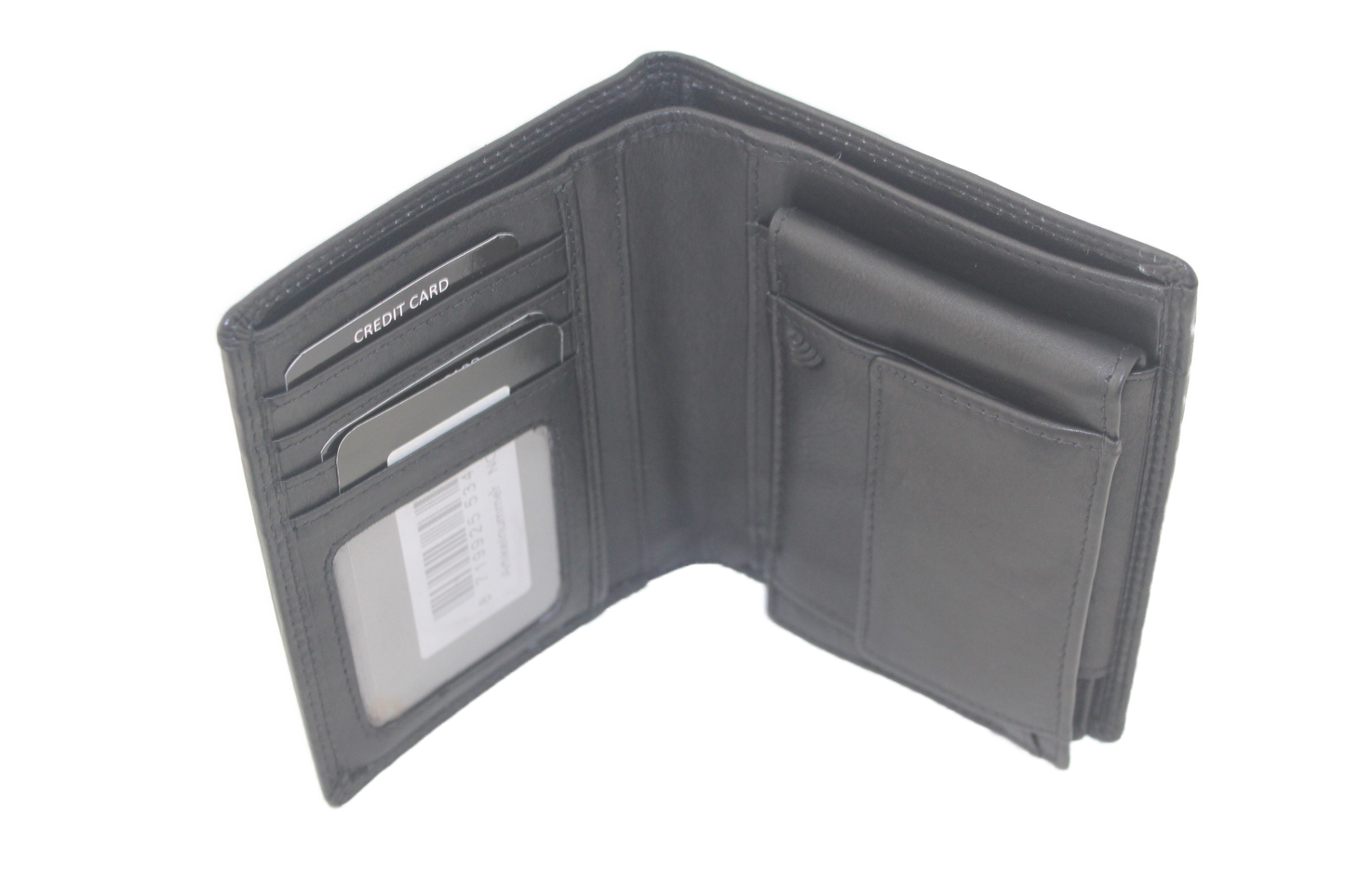 OI Driedelige leren billfold Groot / 3 portemonnees in 1 / leder / RFID safe zwart 268