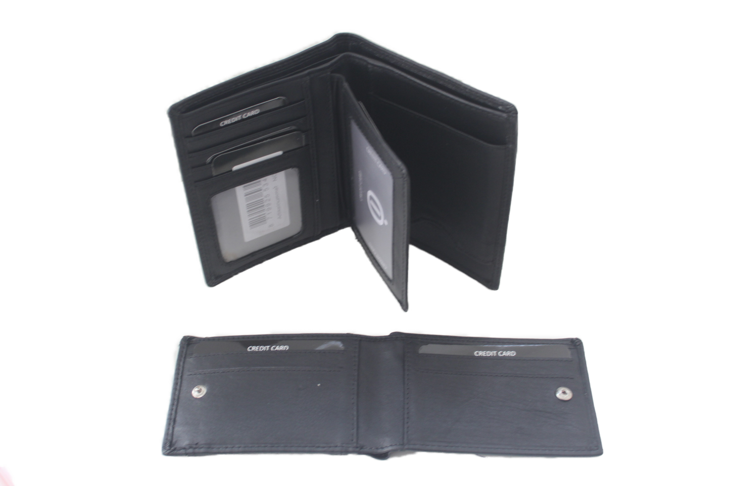 OI Driedelige leren billfold Groot / 3 portemonnees in 1 / leder / RFID safe zwart 268
