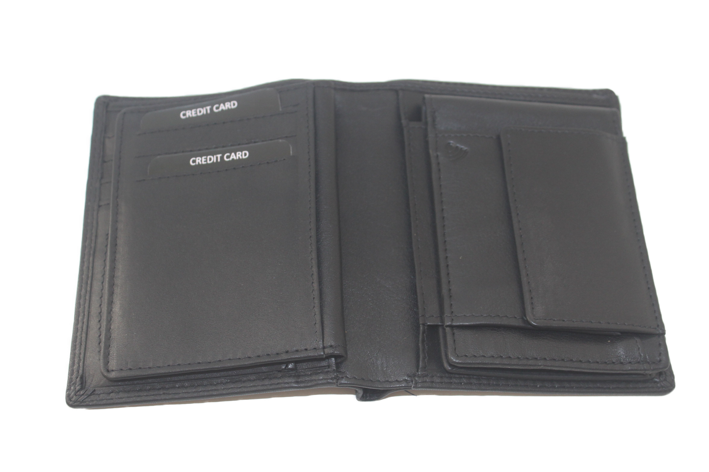 OI Driedelige leren billfold Groot / 3 portemonnees in 1 / leder / RFID safe zwart 268
