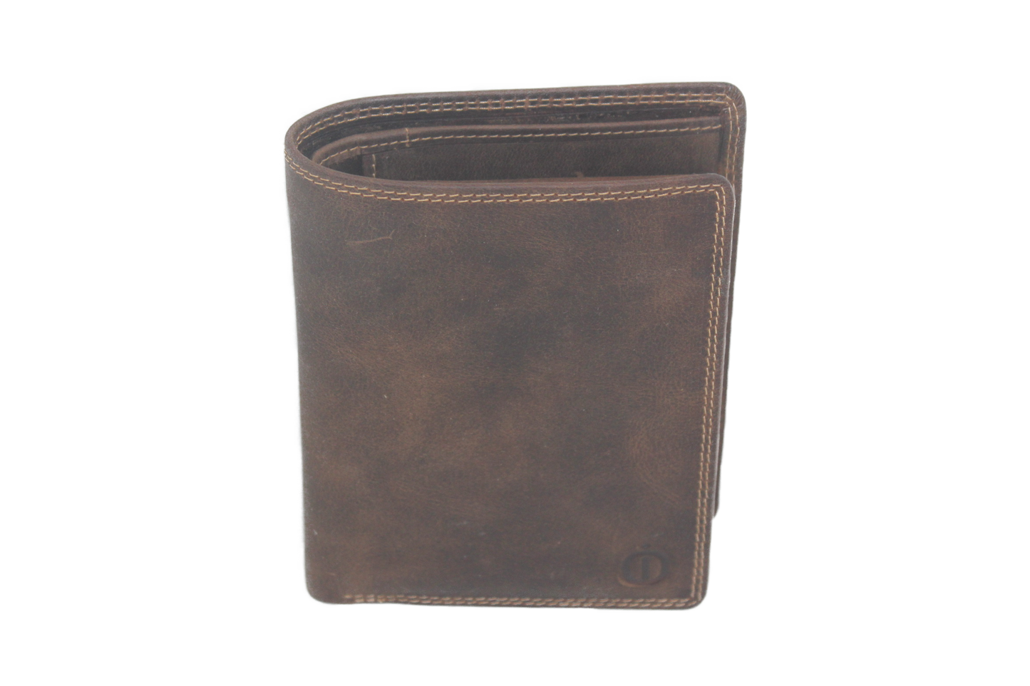 OI Driedelige leren billfold Groot / 3 portemonnees in 1 / Skim beveiligd / Hunter bruin 268H