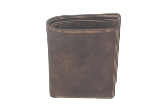 Oi Hunter bruine leren Driedelige billfold Groot voor veel pasjes / 3 portemonnees in 1 / zeer complete beurs die uit drie delen bestaat / RFID SAFE / bruin leer / 268
