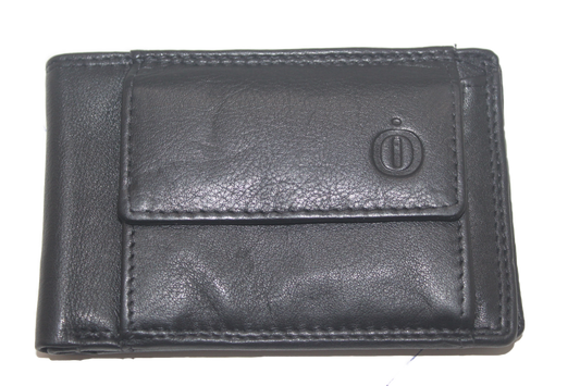 OI leren Stappertje / heren portemonneetje met kleingeld voorop / zeer kleine billfold heren / zwart leer 269