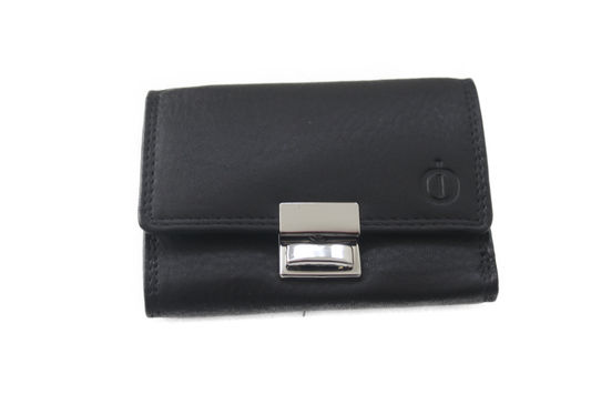 OI leren Bakportemonnee / opa-beurs ook voor pasjes en papiergeld / zwart 272