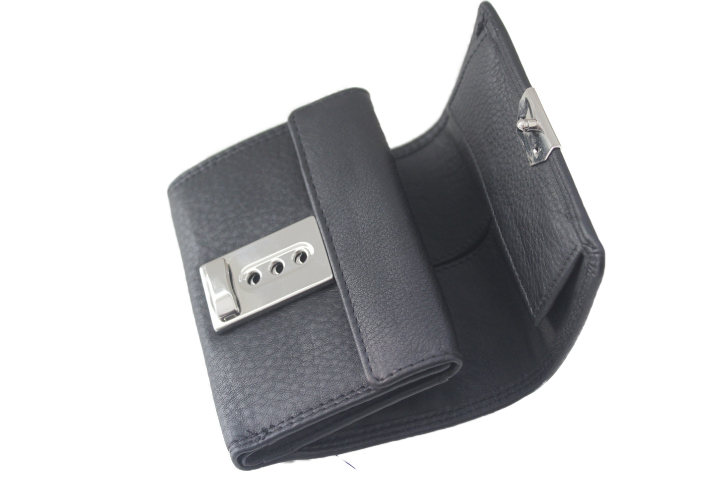 OI leren Bakportemonnee / opa-beurs ook voor pasjes en papiergeld / zwart 272