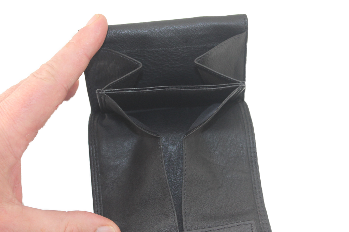 OI leren Bakportemonnee / opa-beurs ook voor pasjes en papiergeld / zwart 272