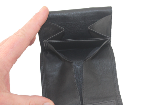 OI leren Bakportemonnee / opa-beurs ook voor pasjes en papiergeld / zwart 272