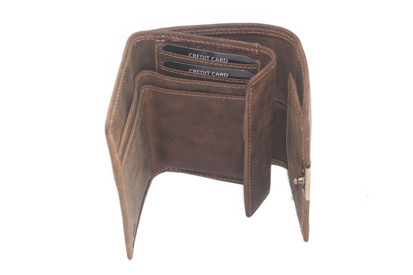 OI lederen Bakportemonnee / Hunter bruine opa-beurs ook voor pasjes en papiergeld 272H