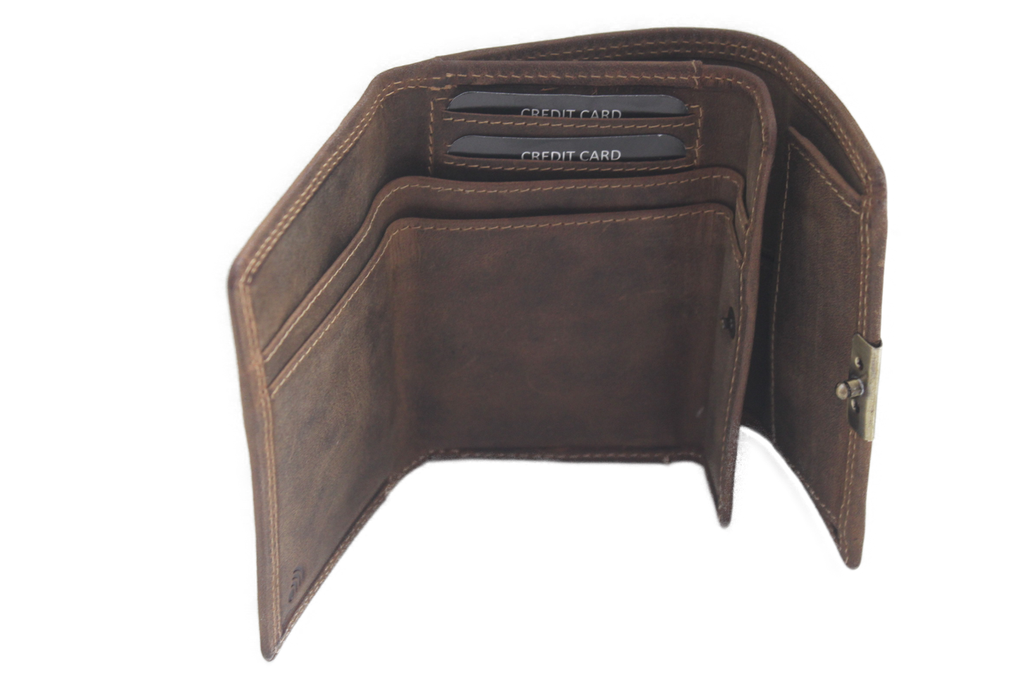 OI lederen Bakportemonnee / Hunter bruine opa-beurs ook voor pasjes en papiergeld 272H