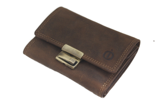 OI lederen Bakportemonnee / Hunter bruine opa-beurs ook voor pasjes en papiergeld 272H