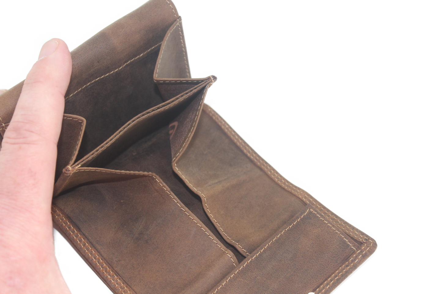 OI lederen Bakportemonnee / Hunter bruine opa-beurs ook voor pasjes en papiergeld 272H