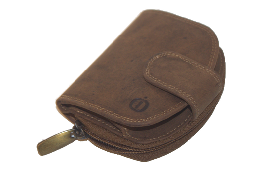 OI leren dames portemonnee / halfrond klein beursje / Hunter bruin 273H