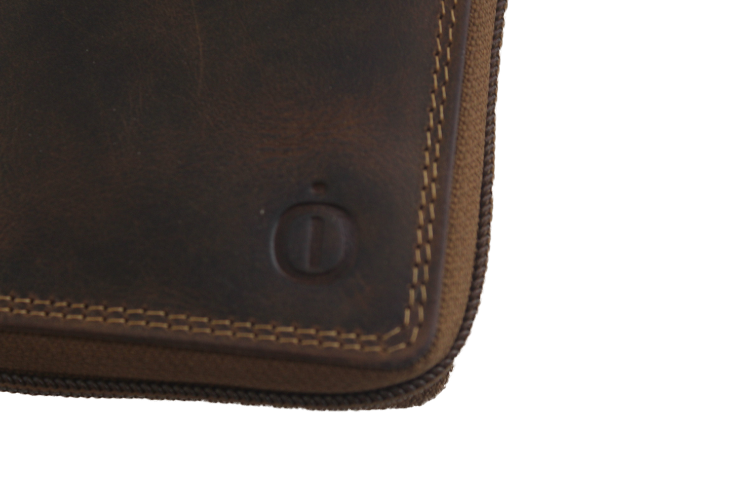 OI Kleine leren billfold hoog afsluitbaar / rits beursje / skim safe / Hunter bruin 274H