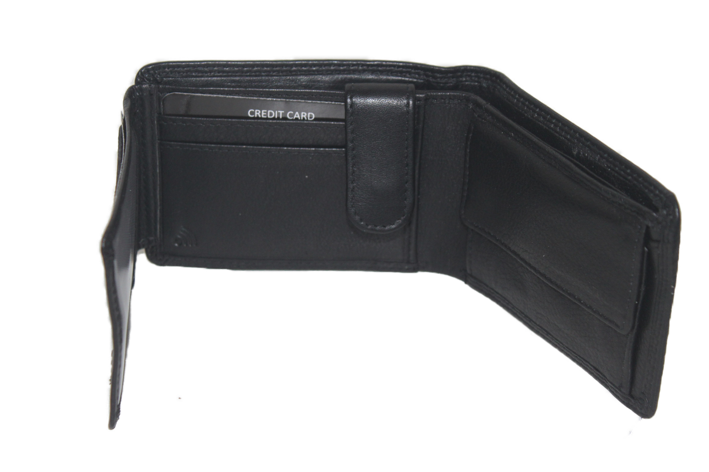 OI lederen Duitse billfold laag klein / zeer lage heren portemonnee / Skim safe / zwart 275