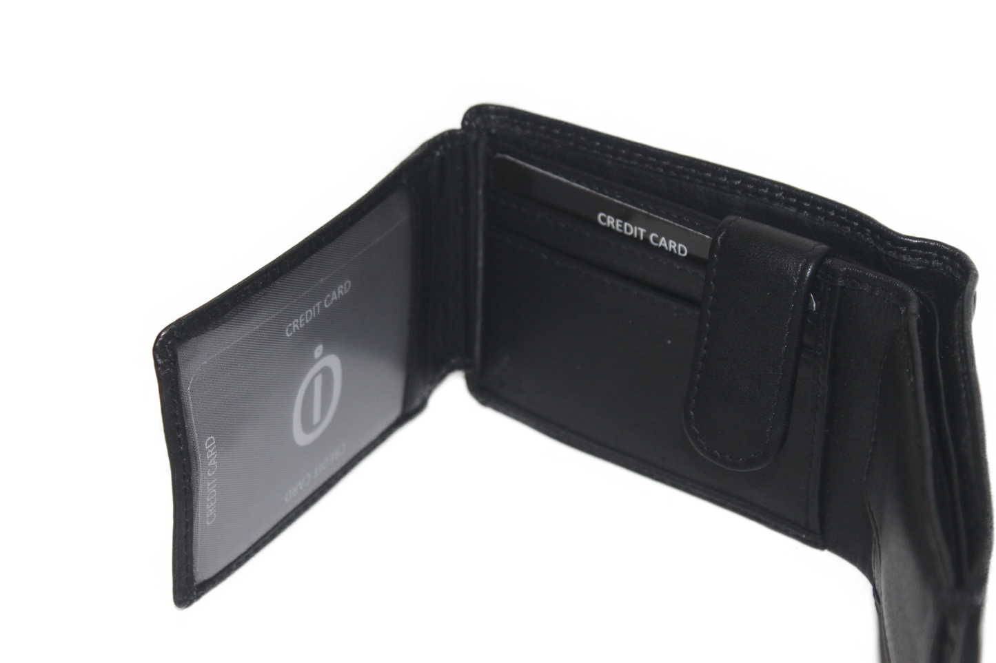 OI lederen Duitse billfold laag klein / zeer lage heren portemonnee / Skim safe / zwart 275