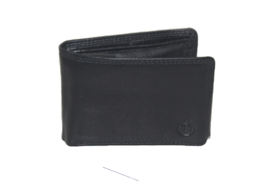 Oi zwarte lederen Duitse billfold zeer laag model / lage en kleine heren portemonnee / zeer klein maar compleet beursje voor 6 pasjes / Skim safe / zwart leer / 275
