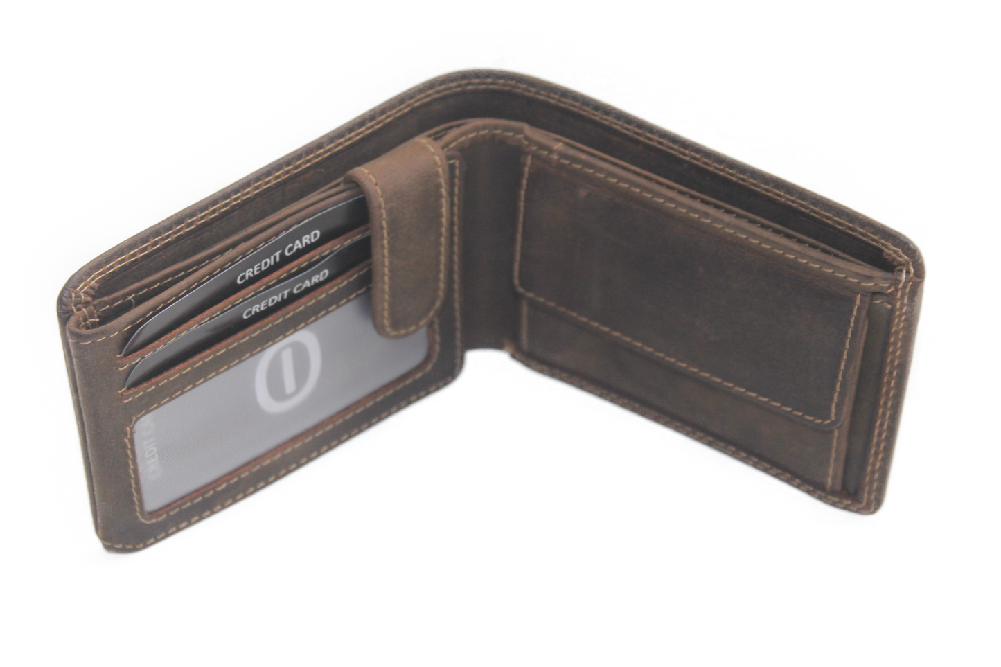 OI lederen Duitse billfold laag klein / Hunter bruin / zeer lage heren portemonnee / Skim safe / 275H