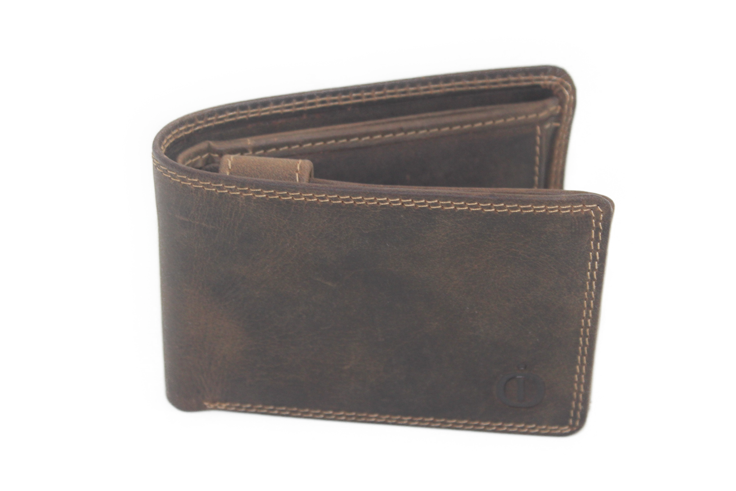 OI lederen Duitse billfold laag klein / Hunter bruin / zeer lage heren portemonnee / Skim safe / 275H
