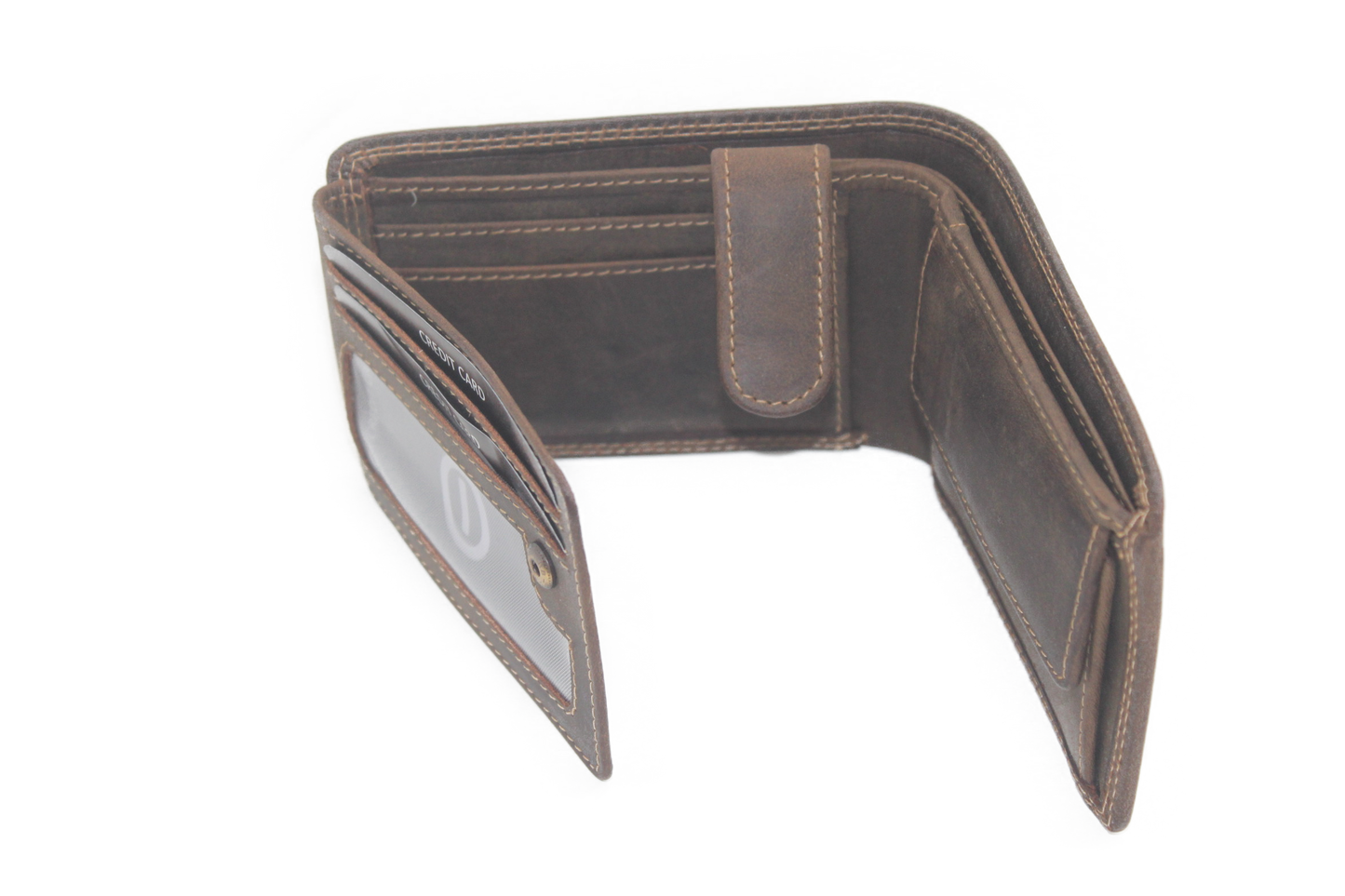 OI lederen Duitse billfold laag klein / Hunter bruin / zeer lage heren portemonnee / Skim safe / 275H