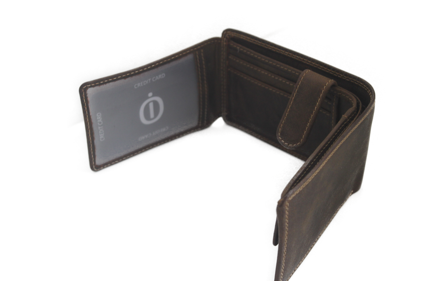 OI lederen Duitse billfold laag klein / Hunter bruin / zeer lage heren portemonnee / Skim safe / 275H