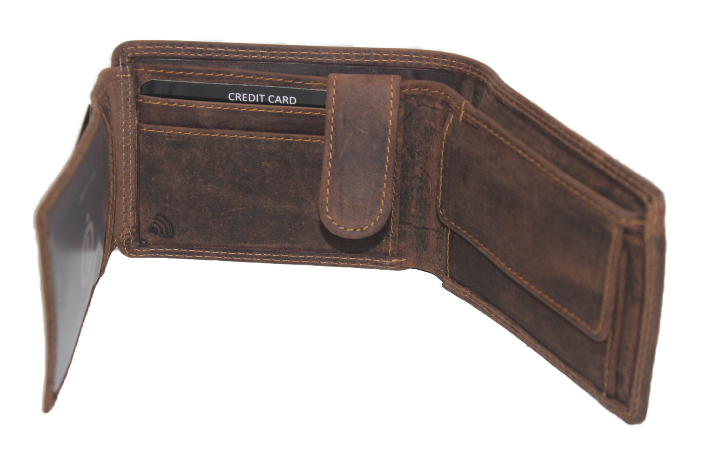 OI lederen Duitse billfold laag klein / Hunter bruin / zeer lage heren portemonnee / Skim safe / 275H