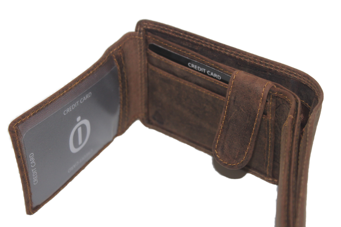 OI lederen Duitse billfold laag klein / Hunter bruin / zeer lage heren portemonnee / Skim safe / 275H