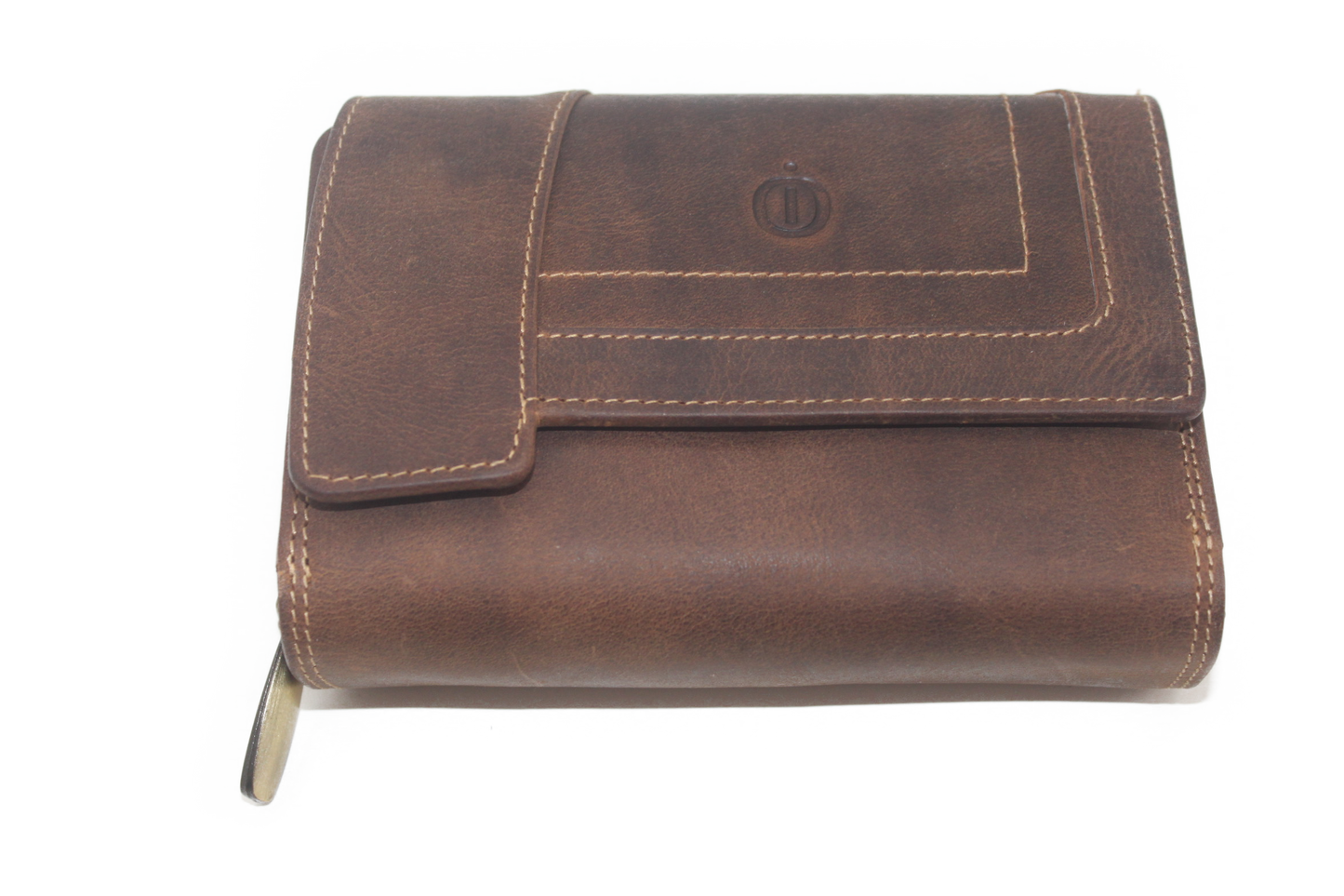 OI Leren damesportemonnee met rits / grote Hunter bruine damesbeurs / RFID safe 283H
