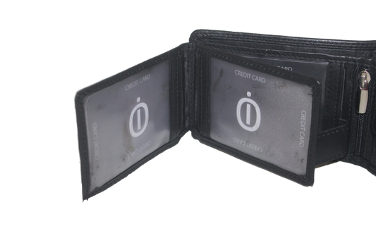Oi zwarte leren heren billfold mini / extra laag model herenportemonnees / Duits model herenbeurs / skim veilig / zwart leer / 349